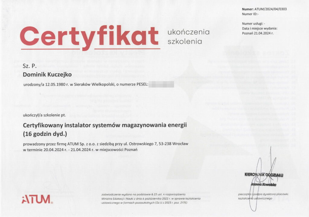 nu-NRG Energia Przyszłości Dominik Kuczejko